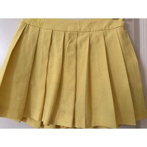 Mea Culpa Yellow Linen Cotton Pleated Mini Skirt Size Small Preppy Young Summer
